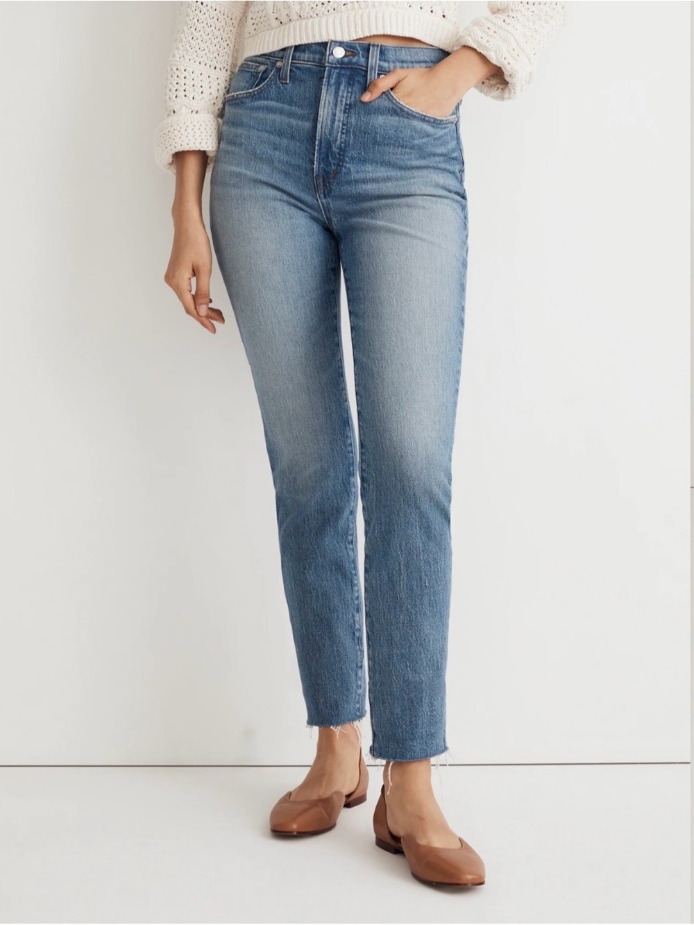 Madewell High-Rise Straight Leg Jeans in Light Blue Wash